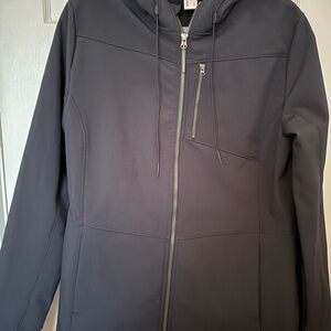 Black Hooded Jacket with Zipper